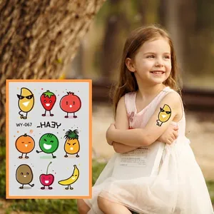 Waterproof cartoon fruit temporary tattoo stickers for kids with funny smiling faces