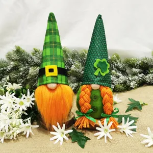 St. Patrick's Day Gnomes Decorations Ireland Green Shamrock Faceless Doll Plush Gnome Ornament Irish Festival Home Decor