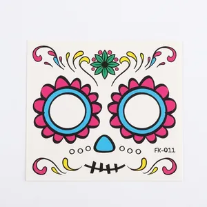 Pegatinas de Tatuaje Temporal de Halloween para Niños Dibujos Animados Cara Aterradora Cicatrices Arañas Murciélagos Arte Corporal Fiesta