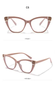 Detailansicht einer stilvollen Katzenaugenbrille für Damen mit nude-braunem Rahmen.