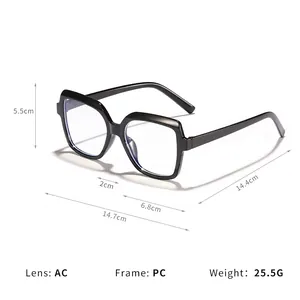 Occhiali quadrati anti-luce blu per donna con dettagliate dimensioni della montatura e peso
