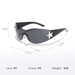 Gafas de sol de pantalla extragrandes con detalles de estrellas y lentes de PC