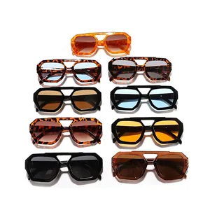 Retro Bohemian style double-bridge irregular sunglasses in various colors for women
