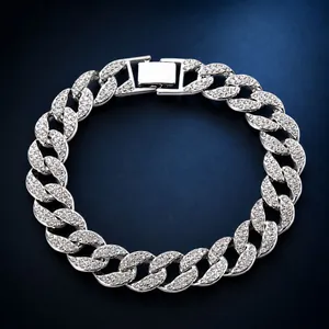 Hip Hop Cuban Link Necklace Iced Out Rhinestone Zinc Alloy Trendy Miami Chain For Men Women Punk Jewelry Gift Accessory