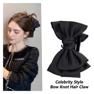 Grande Pince à Cheveux Nœud Elégant Tissu de Satin Shark Clip Style Coréen Coiffure pour Femmes Accessoires de Cheveux Quotidiens