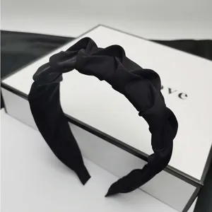 Koreanischer Stil Plissierter Knoten Breiter Haarreif Für Damen Eleganter Einfarbiger Stoff Haarschirmen Minimalistischer Kopfschmuck Alltag
