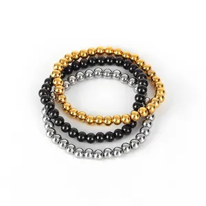 Handmade Titanium Steel Bead Bracelet For Men Women Minimalist Polished Ball Chain Bracelet Unisex Fashion Jewelry Gift