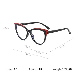 Montura per occhiali fashion cat-eye con design TR bicolore e lenti anti-luce blu