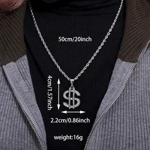 Détails sur la taille et le poids du collier hip-hop avec pendentif dollar