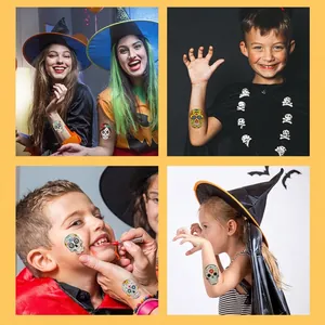 Colorful Day of the Dead sugar skull temporary tattoos for Halloween costume parties