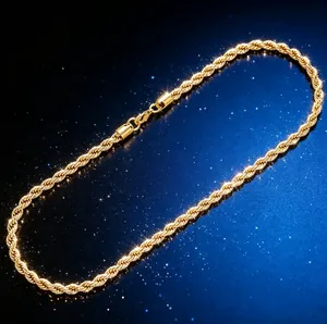 Collier Chaîne Torsadée en Acier au Titane pour Hommes Femmes Plaqué Or Argent Maillons Torsadés Choker Bijoux Hip Hop