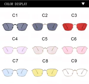 Showcase of multiple color options for irregular small frame metal retro hip-hop sunglasses