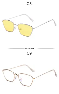 Side view of retro irregular metal frame sunglasses for women with small face
