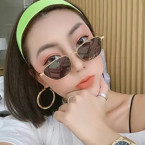 Irregular Geometric Metal Frame Sunglasses For Women Vintage Hip Hop Small Face Eyewear Gold Silver Tinted Lens Fashion Shades