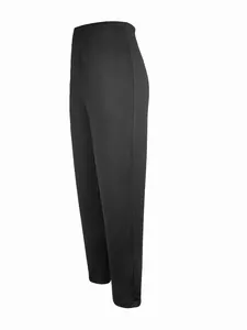 Seitenansicht der eleganten schwarzen High-Waist-Anzughose für das Büro und den Alltag