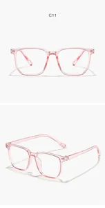 Detail van het roze transparante vierkante anti-blauw licht brilmontuur voor kinderen C11