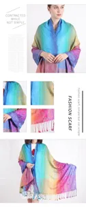 Vues détaillées d'un pashmina bleu paon vibrant avec des motifs paisley complexes.
