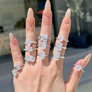 Multiple S925 silver rings with various ice flower cut 8A zircons shown on hand