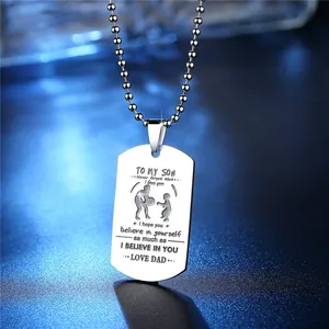 Collana con Ciondolo Targhetta Militare Inossidabile a Mio Figlio Amore Papà Ispiratore per Uomo Ragazzi Compleanno Natale Gioielli Regalo