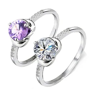European American Heart Zirconia Ring for Women Copper AAA Zircon Wedding Engagement Ring Valentine Day Jewelry Gift
