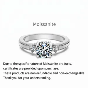 Luxus 925 Sterlingsilber Moissanit Verlobungsring GRA Zertifiziert D Farbe Sechs Zacken Klassischer Runder Ring Für Damen