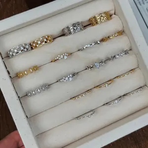 Ensemble de bagues en argent sterling S925 avec dentelle vintage et styles minimalistes