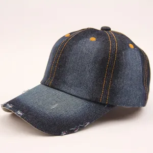 Klassische verwaschene Jeans-Baseballkappe in Dunkelblau für Damen und Herren Outdoor