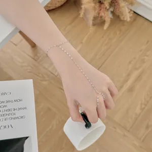 Bracelet de doigt élégant en argent sterling S925 avec maillons de trèfle délicats