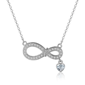 Fashion Infinity Heart Pendant Necklace For Women Copper Zirconia Micro Inlaid Minimalist Elegant Jewelry Valentine Day Gift