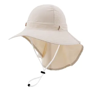 Lightweight breathable mesh sun hat with neck flap for summer outdoor UV protection