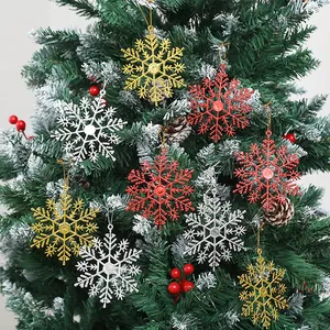Glitzer Kunststoff Schneeflocke Hängende Dekorationen Für Weihnachtsbaum Hochzeit Party Hohle Festliche Ornamente Mit Schnüren