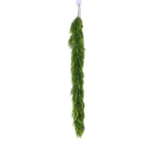 Realistic artificial Christmas cedar pine garland hanging green vine door wall decor