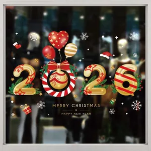 Detail des festlichen Fensteraufklebers 2026 für Weihnachten und Neujahr mit bunten Mustern