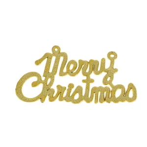 Golden electroplated Merry Christmas letter sign for tree decoration