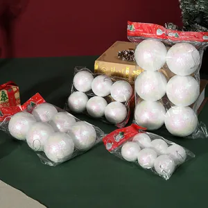 Set de bolas de espuma con purpurina blanca en varios tamaños para Navidad