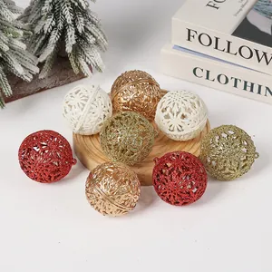 Palle di Natale Traforate Glitterate Sfere a Fiocco di Neve da Appendere per Albero di Natale Decorazioni per Feste Natalizie