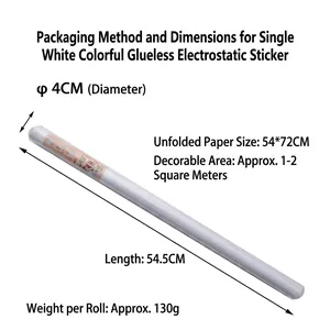 Large glue-free static Christmas window sticker roll with dimensions and weight info