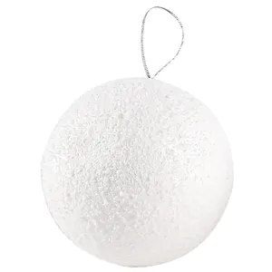 Ornamento a palla di neve in schiuma bianca testurizzata per albero di Natale