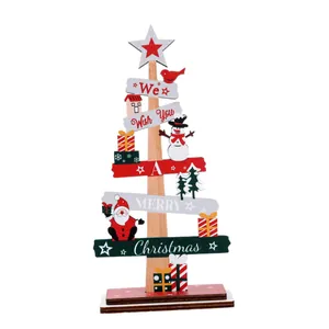 Decoración de mesa de árbol de Navidad de madera con texto We Wish You A Merry Christmas