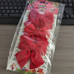 Set van 4 rode fluwelen kerststrikken voor kerstboomdecoratie in feestelijke verpakking