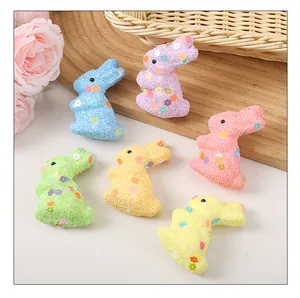 6-pack colorful Easter foam bunnies decorated with sequins for festive home decor