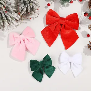 Fluwelen Kerststrikken Boomversieringen Effen Kleur Stof Hangende Decoratie Voor Feestdagen Huis Nieuwjaar Decor Cadeau