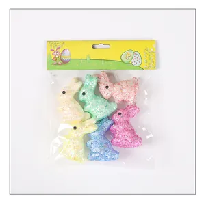 Set of 6 colorful foam Easter bunny figurines for festive home decoration and gifts