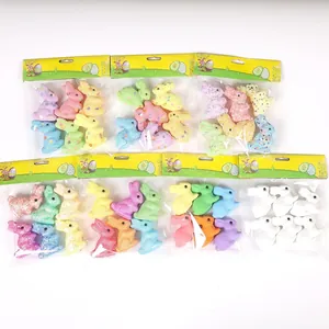 Multiple packs of colorful foam Easter bunny decorations in various styles and finishes