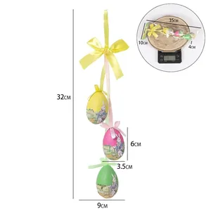 Vue détaillée montrant les dimensions et le poids de la suspension d'œufs de Pâques