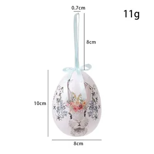 Vista detallada de dimensiones del huevo de Pascua colgante 8x10cm con diseño conejo
