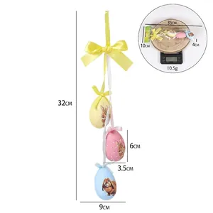 Dimensions et poids détaillés pour la suspension d'œufs de Pâques en mousse avec lapins