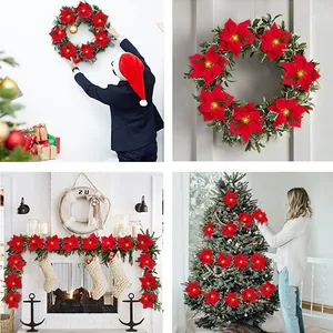 2M 20 LED Weihnachts-Poinsettia Lichterkette für festliche Kamin- und Baum Dekoration