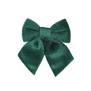 Luxe donkergroene fluwelen kerststrik decoratie voor kerstboom en cadeauverpakkingen