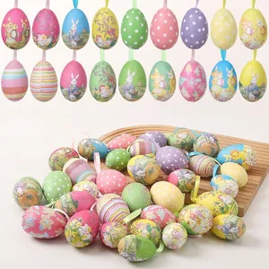 Decorative assorted Easter foam eggs in random 10-pack with cute bunny and floral patterns